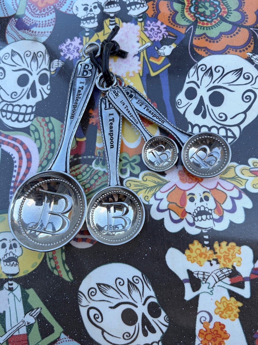 Monogram B Silver Measuring Spoon Set - 1 TBSP to 1/8 TSP